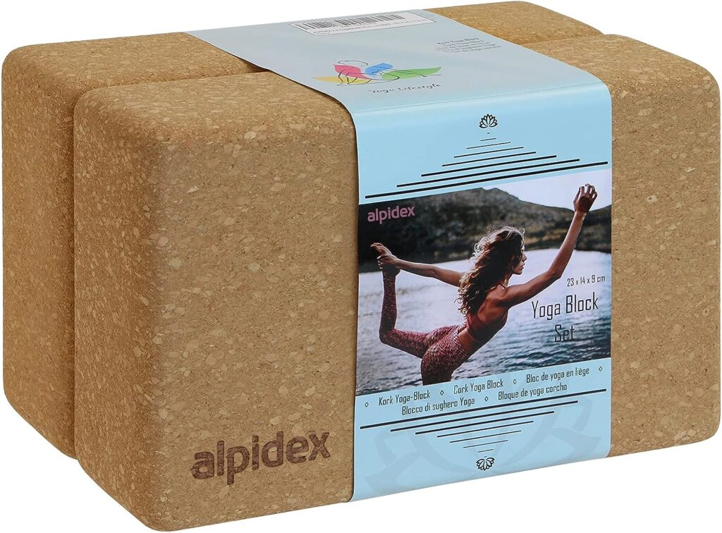 ALPIDEX Bloque de Corcho Juego de 2 Yoga Block Cork Ladrillo ecológico y sostenible